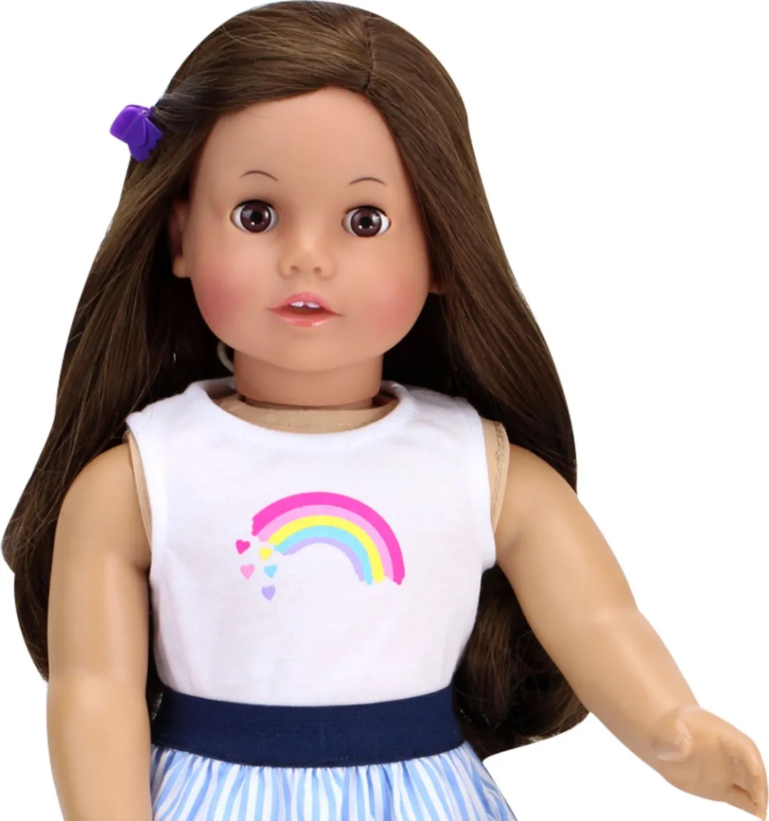 Sophia's Poppenkledingset voor Modepop - Shirt en Rok - Poppen Accessoires - Regenboog/Wit