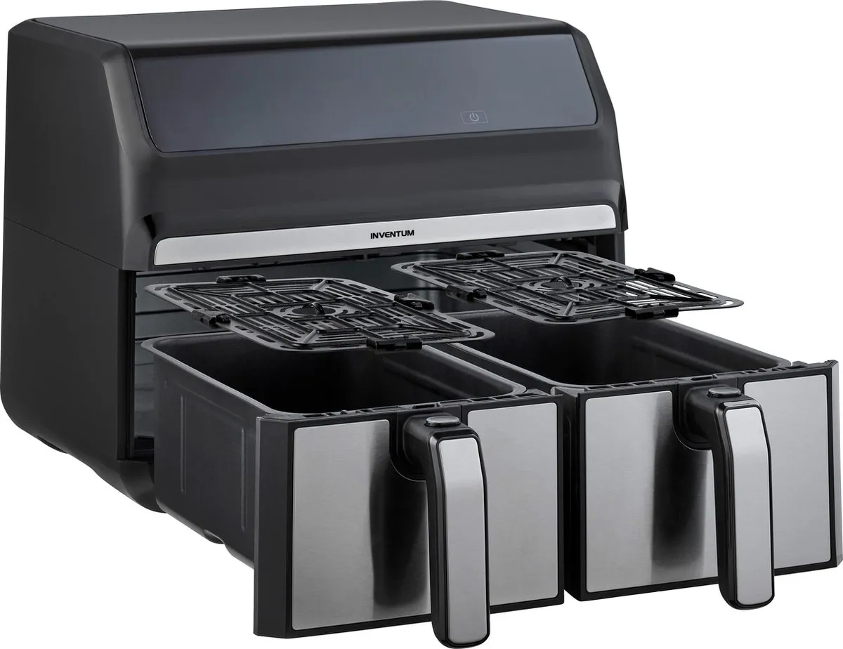 Inventum GF800HLD Dubbele Airfryer 1700W - 2x4L - 8 Programma's - Zwart/RVS