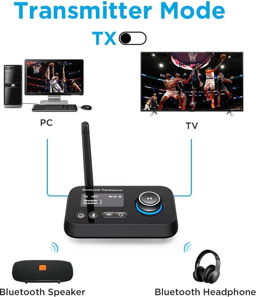 NÖRDIC BT27 Bluetooth 5.0 Audioadapter - Zender/Ontvanger 3,5mm - Zwart - afbeelding 6 van 6