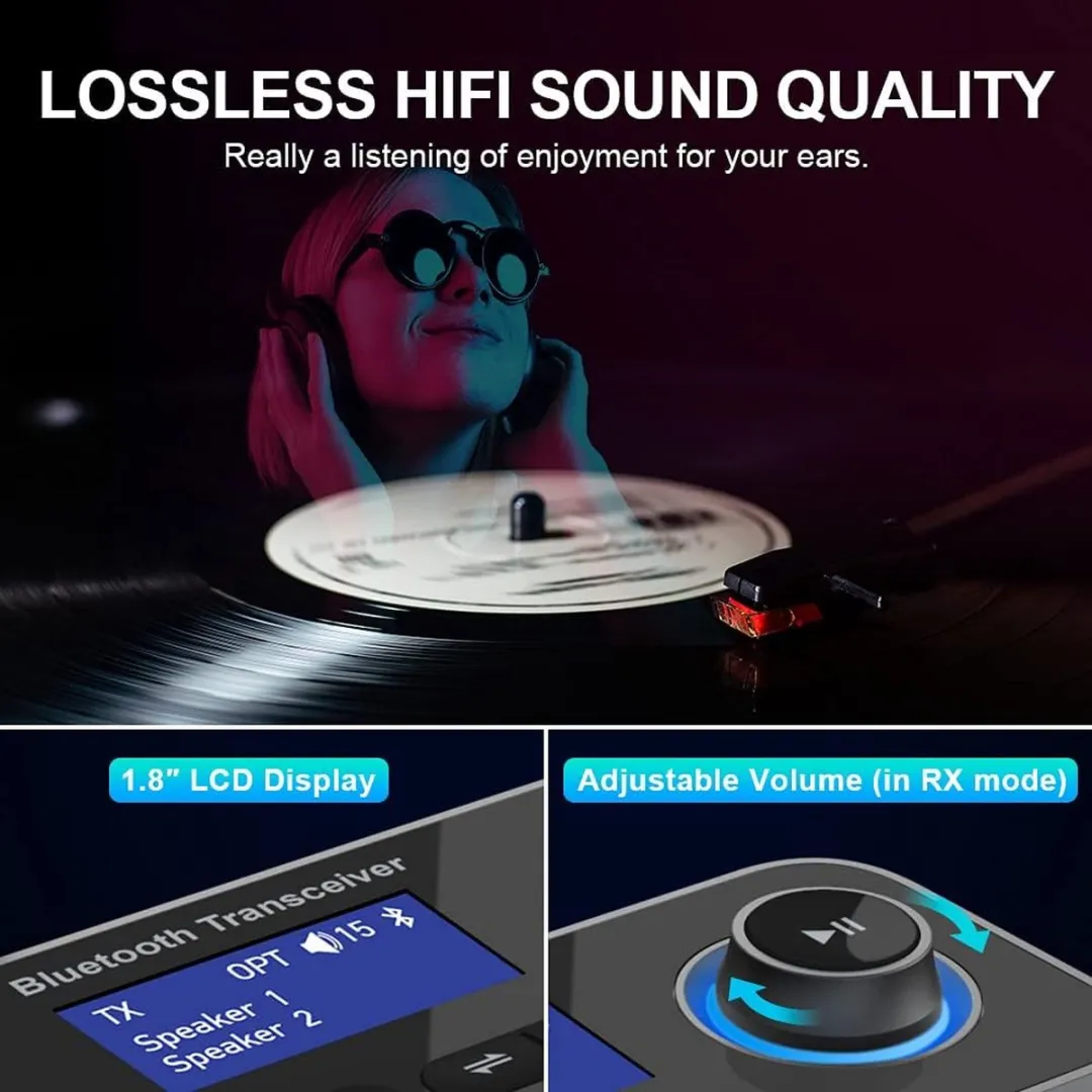 NÖRDIC BT27 Bluetooth 5.0 Audioadapter - Zender/Ontvanger 3,5mm - Zwart