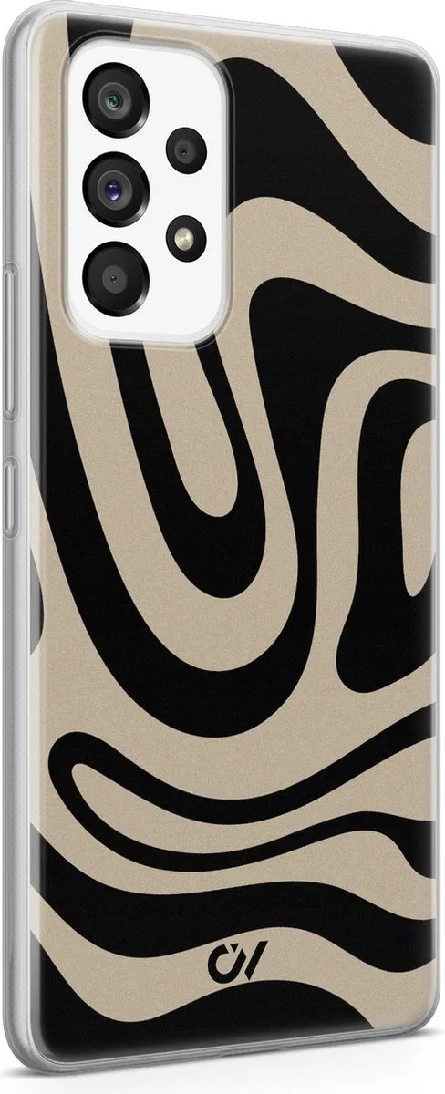Casevibes Samsung Galaxy A53 Hoesje - Abstract Black Waves - Zwart