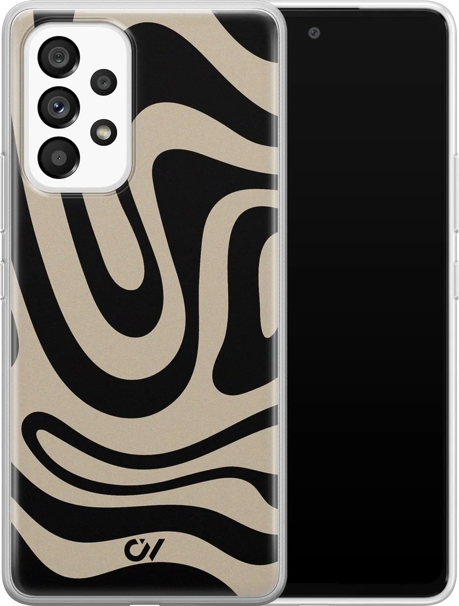 Casevibes Samsung Galaxy A53 Hoesje - Abstract Black Waves - Zwart