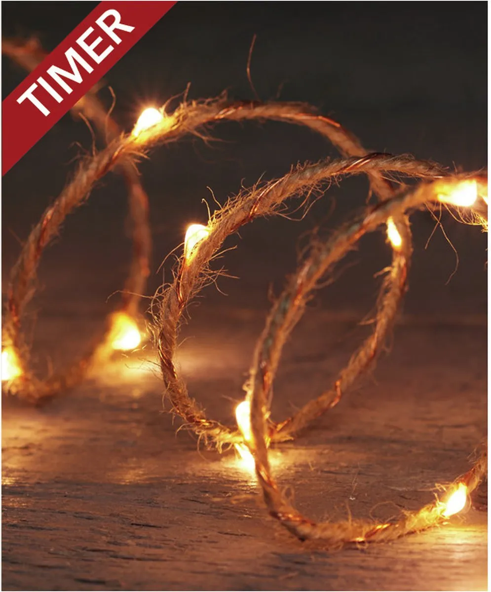Anna's Collection Jute Touwverlichting 200cm - 40 LED Warm Wit
