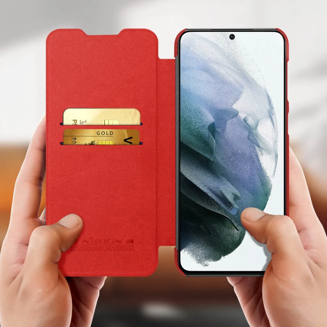 Nillkin Qin Leather Flip Cover Rood - Samsung Galaxy S21 Plus - afbeelding 6 van 6