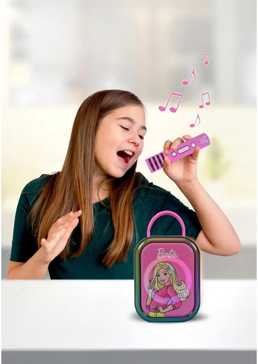Lexibook, Barbie, Bluetooth karaoke, draadloze microfoons, roze, BTC030BB