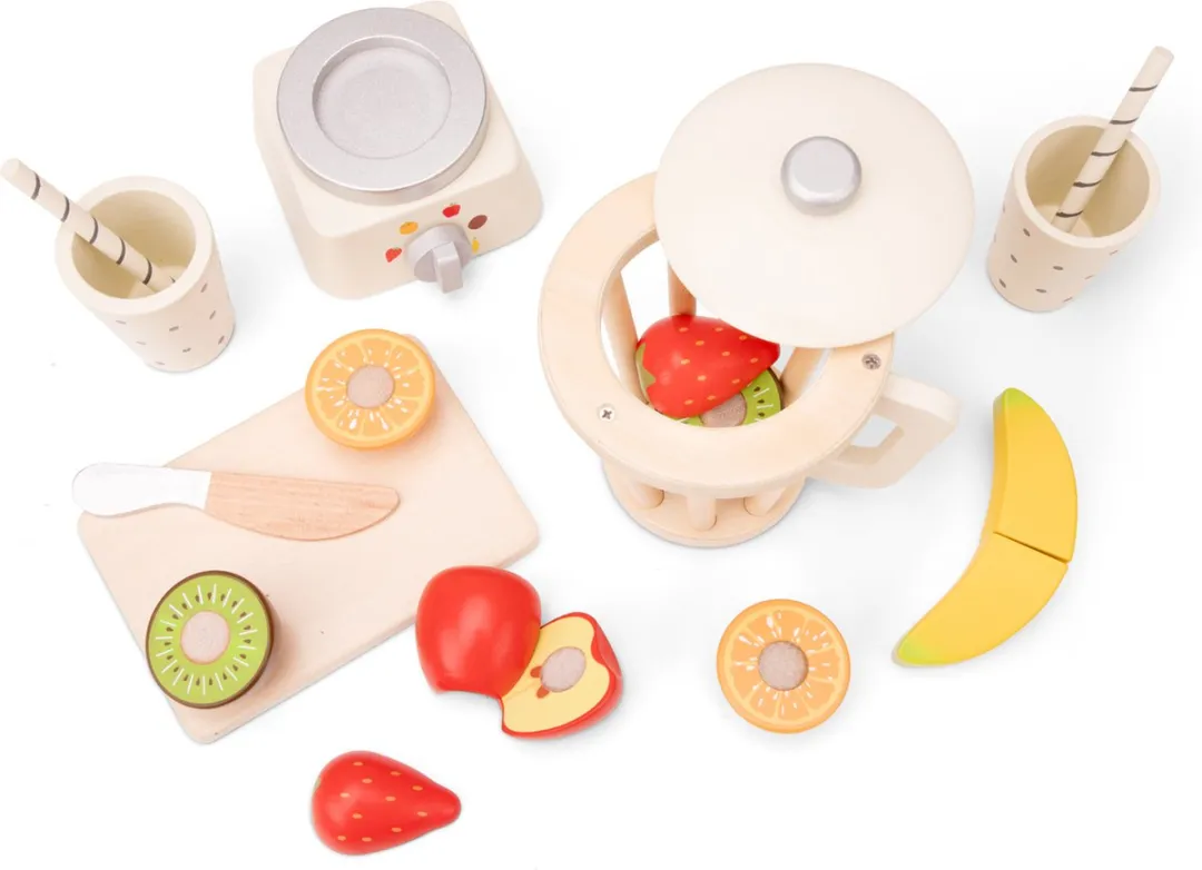 New Classic Toys Houten Smoothie Maker Speelset - 5 Stuks Fruit