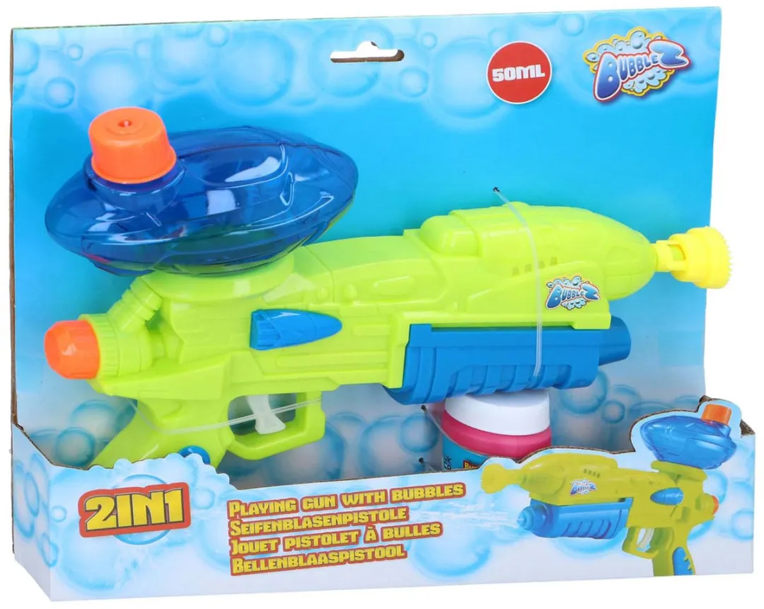 Eddy Toys Bubblez Bellenblaas Waterpistool 2-in-1 - 50ml - Groen/Blauw