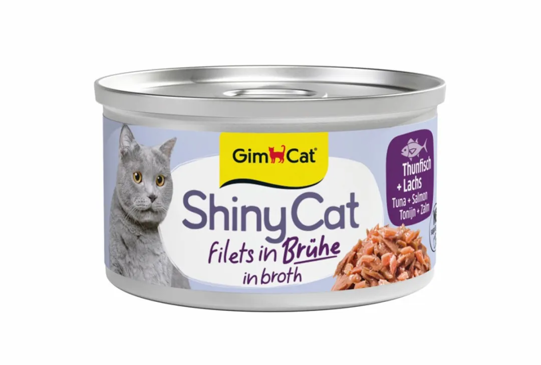 GimCat ShinyCat Filets in Broth Tonijn & Zalm - 24 Stuks