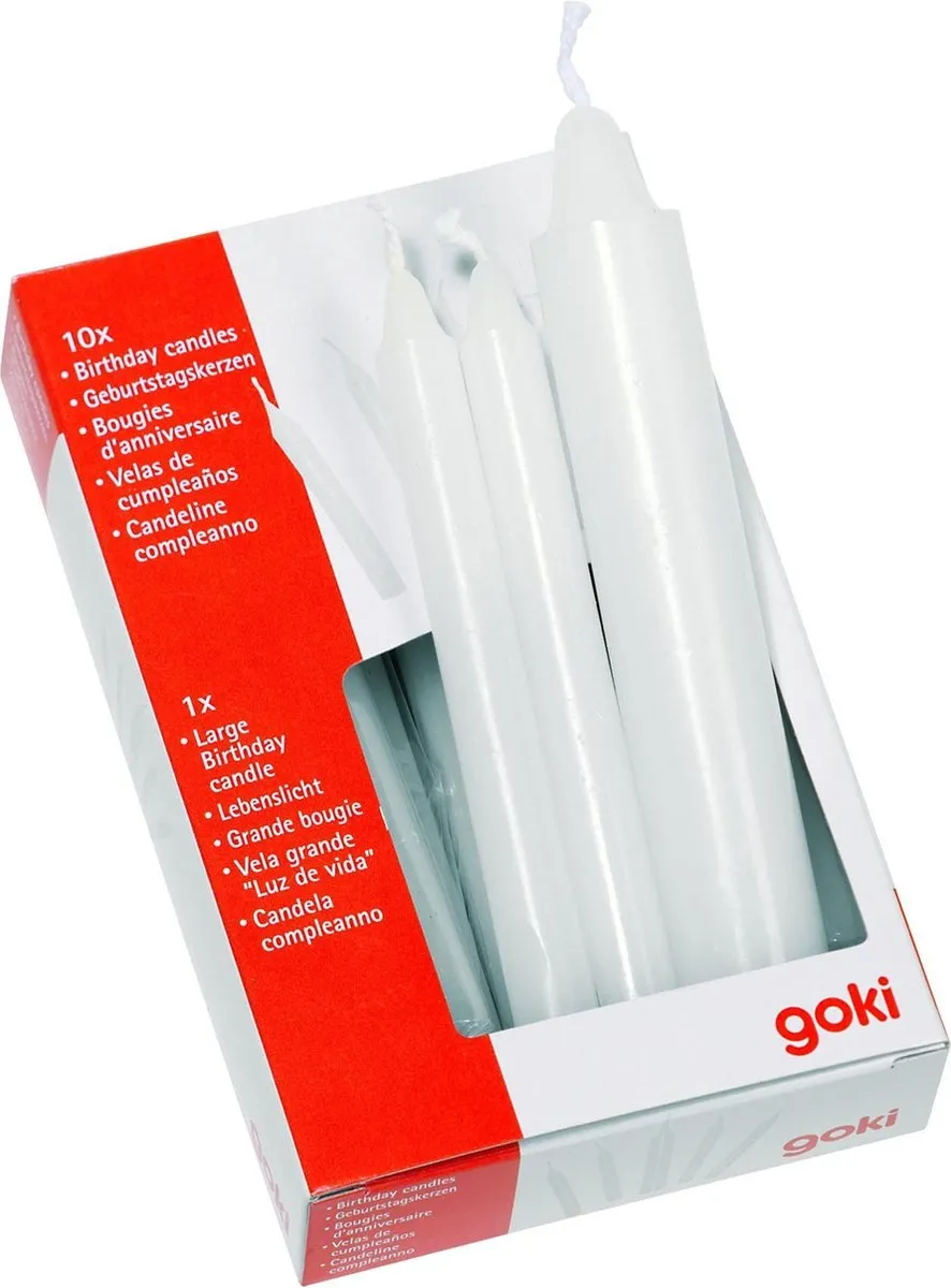 Goki Verjaardagskaarsen Wit 10-12cm