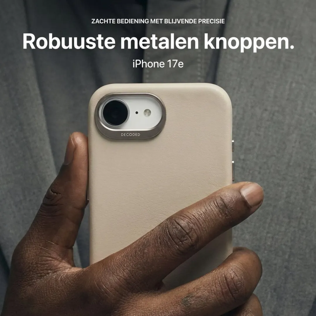 DECODED Leren Hoesje voor iPhone 17e/16e - Premium ECCO Leer - Geschikt voor MagSafe - Draadloos Oplaadbaar - Schokbestendig Hoes - Beige