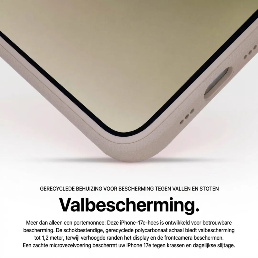 DECODED Leren Hoesje voor iPhone 17e/16e - Premium ECCO Leer - Geschikt voor MagSafe - Draadloos Oplaadbaar - Schokbestendig Hoes - Beige