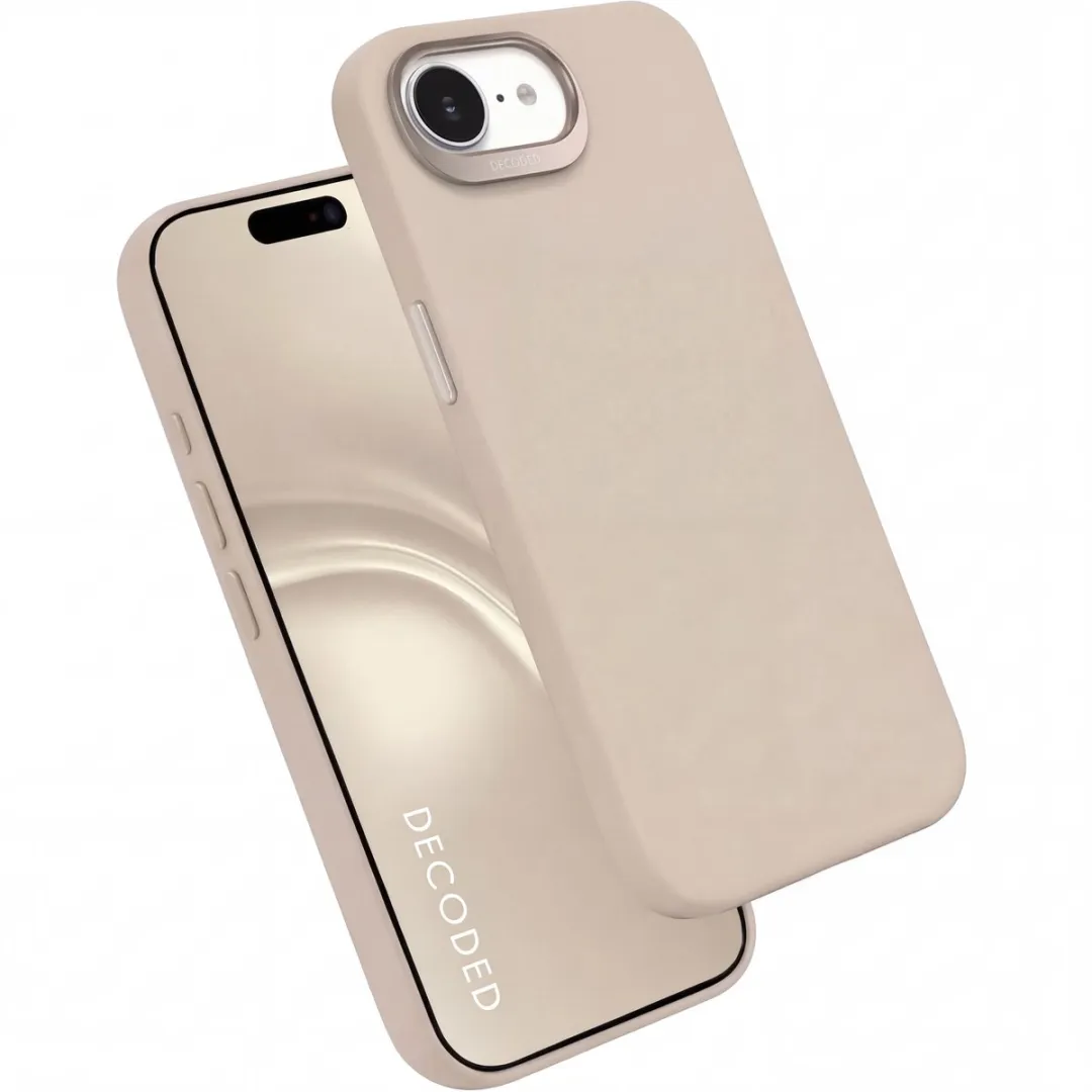 DECODED Leren Hoesje voor iPhone 17e/16e - Premium ECCO Leer - Geschikt voor MagSafe - Draadloos Oplaadbaar - Schokbestendig Hoes - Beige