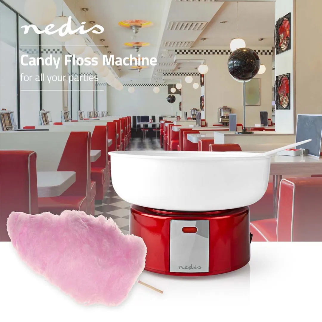 Nedis RETRO Suikerspinmachine FCCM100FRD - 500W - Rood