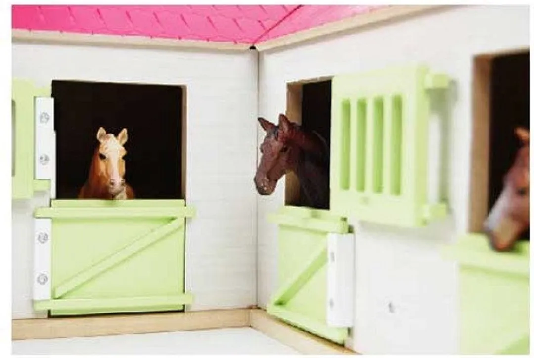 Kids Globe Paardenstal Roze 1:24 - 4 Meubels
