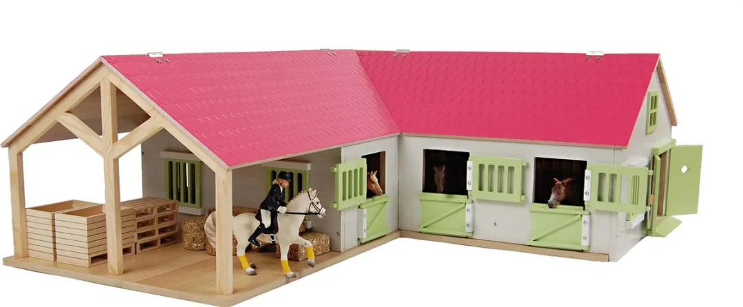 Kids Globe Paardenstal Roze 1:24 - 4 Meubels