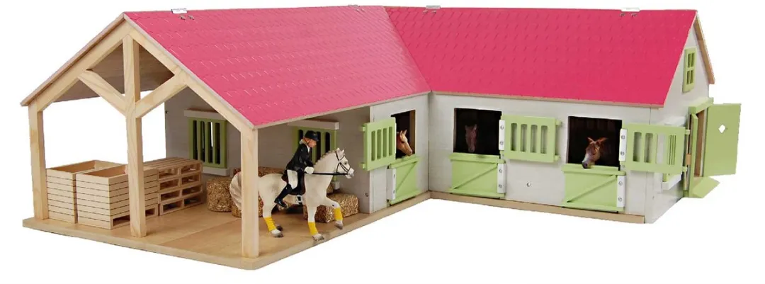 Kids Globe Paardenstal Roze 1:24 - 4 Meubels