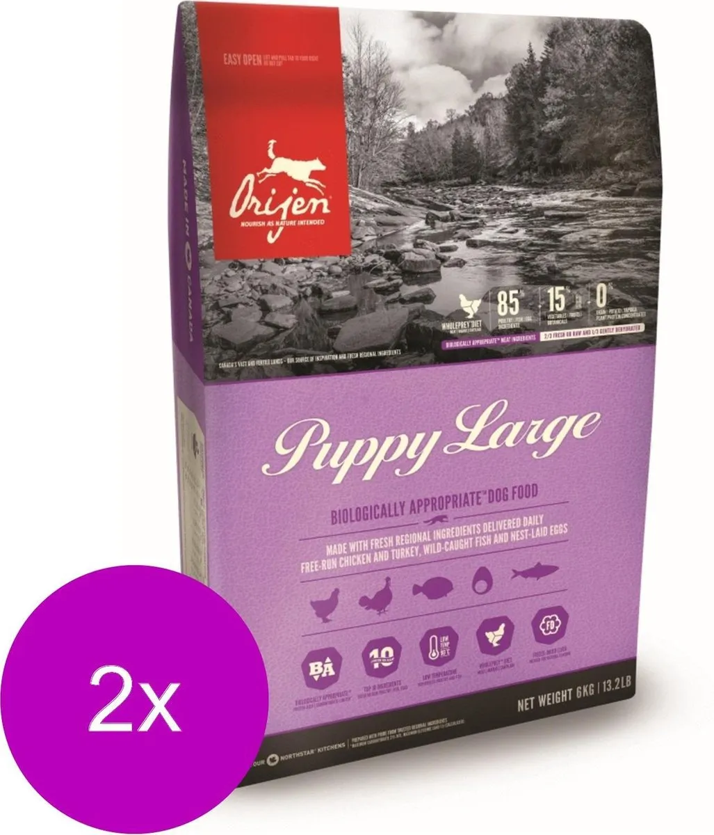 Orijen Whole Prey Puppy Large Breed Kip & Kalkoen - 2x11.4kg