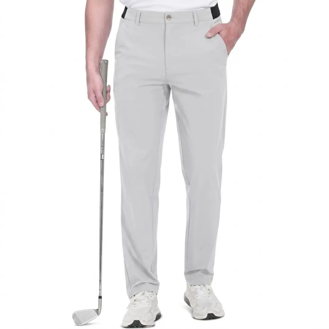 Lichtgrijze golfbroek heren lange sportbroek casual broek 4 zakken hoog elastisc
