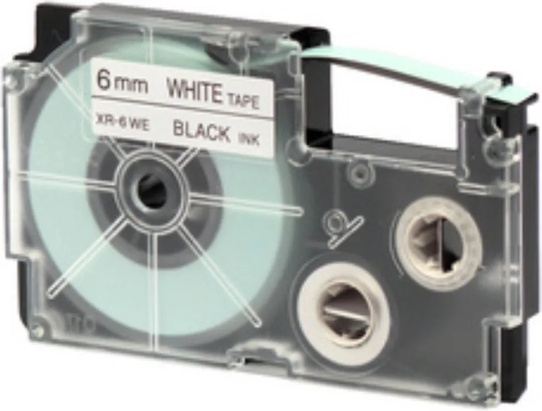 Casio XR-18WE1 Labeltape - 18mm Wit/Zwart 8m