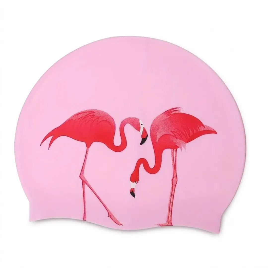 Lichtroze badmuts kinderen met flamingo print
