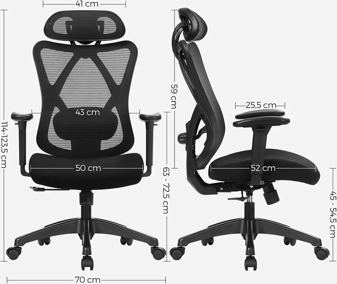 Ergonomische Bureaustoel met Lendensteun - Zwart - afbeelding 6 van 6