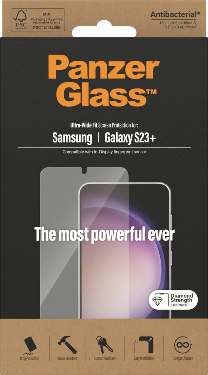 PanzerGlass Ultra-Wide Fit Screenprotector Samsung Galaxy S23+ - PZ-7323