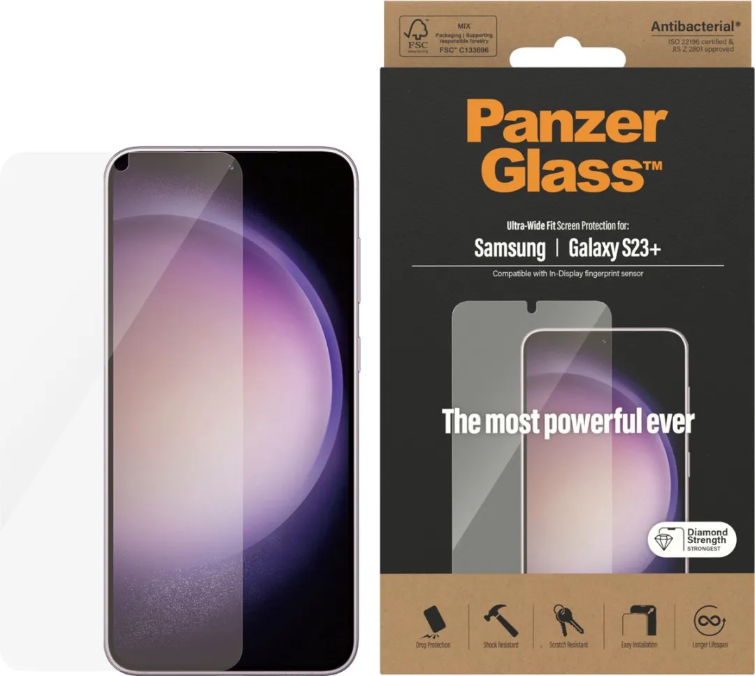 PanzerGlass Ultra-Wide Fit Screenprotector Samsung Galaxy S23+ - PZ-7323