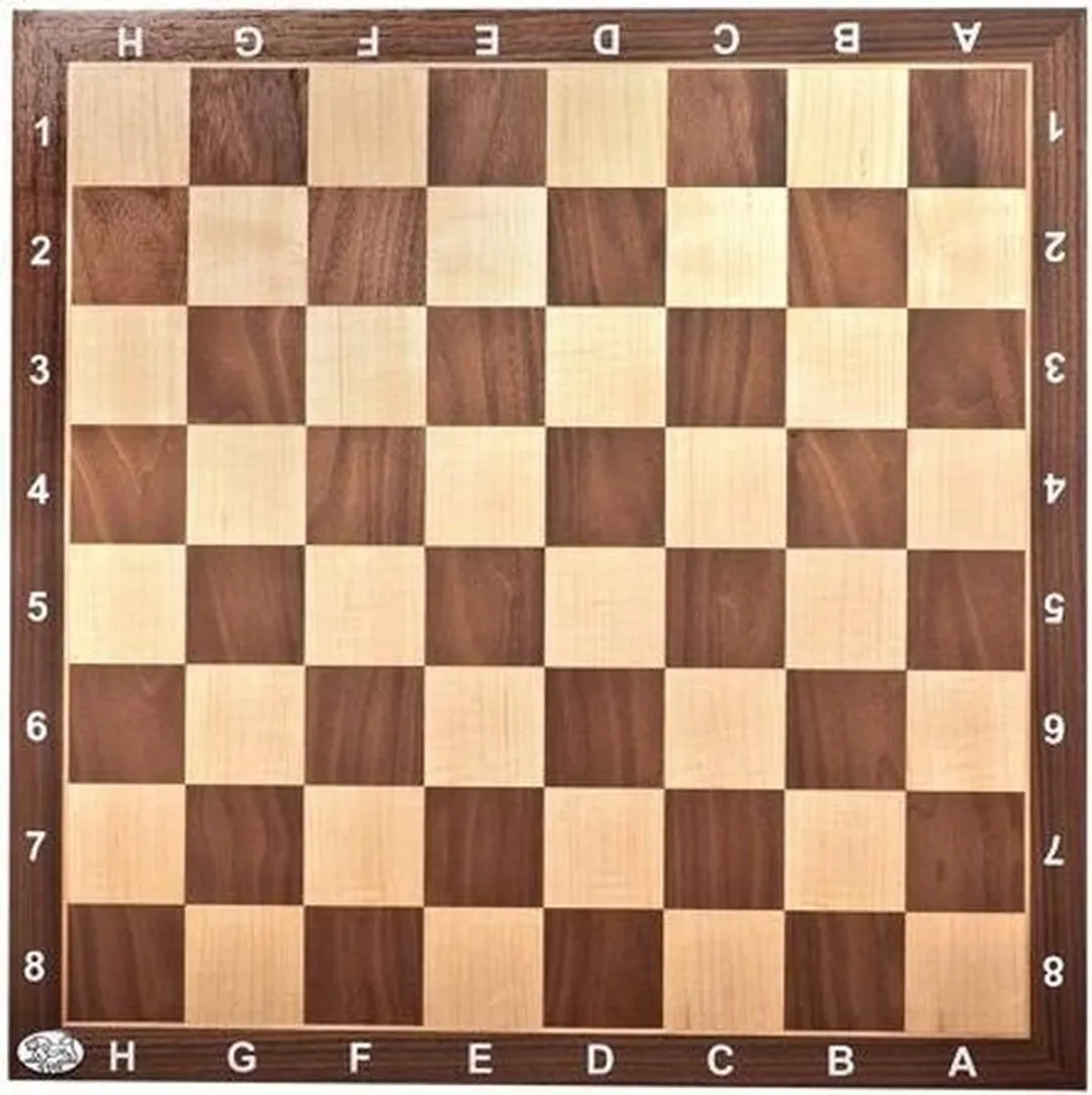 HOT Sports + Toys Schaakbord Noten ingelegd 55mm.55 cm.C+L.