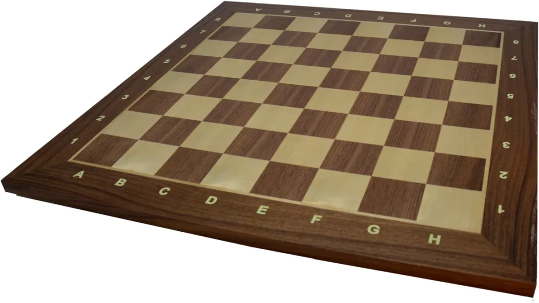 HOT Sports + Toys Schaakbord Noten ingelegd 55mm.55 cm.C+L.