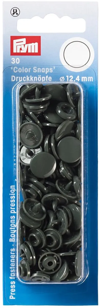 Prym Drukknoop ColorSnaps 12,4mm Donkergrijs - 30 Stuks