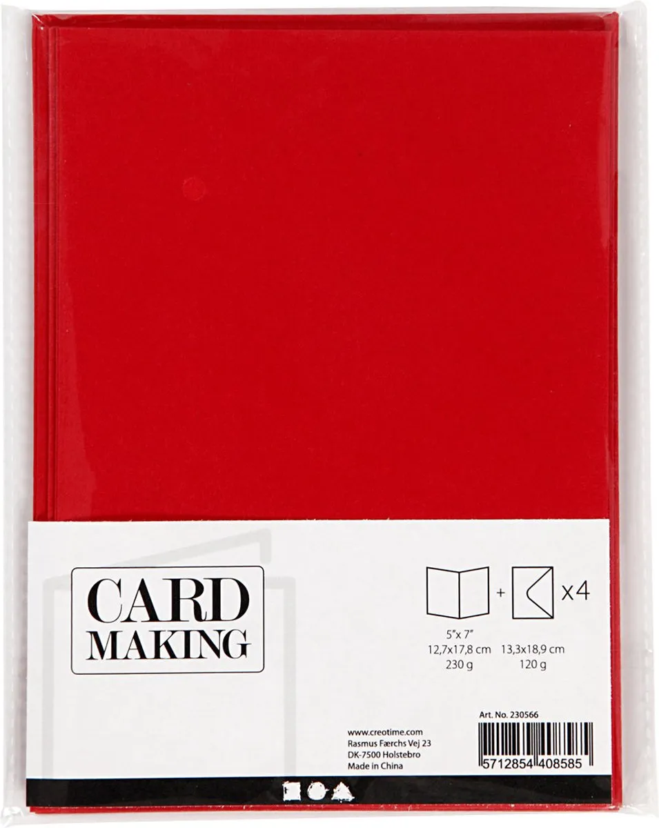 Creativ Company Kaarten & Enveloppen 12x17cm Rood - 4 Stuks