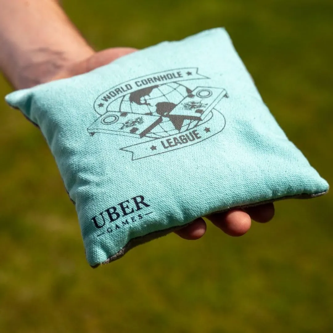 Ubergames World Cornhole League Set - 120x60cm - 16 Bean Bags - Bruin/Blauw