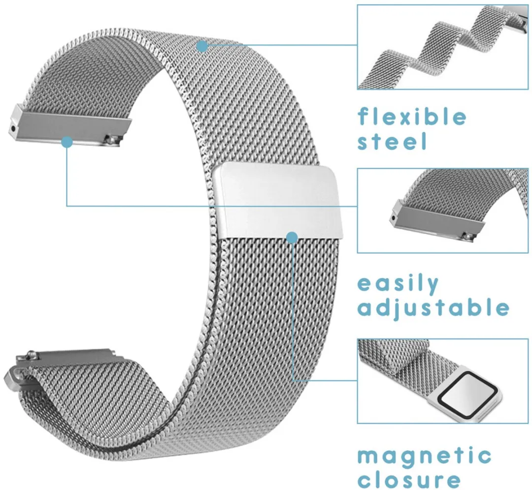 Imoshion Milanees Watchband Zilver - Amazfit GTS/BIP