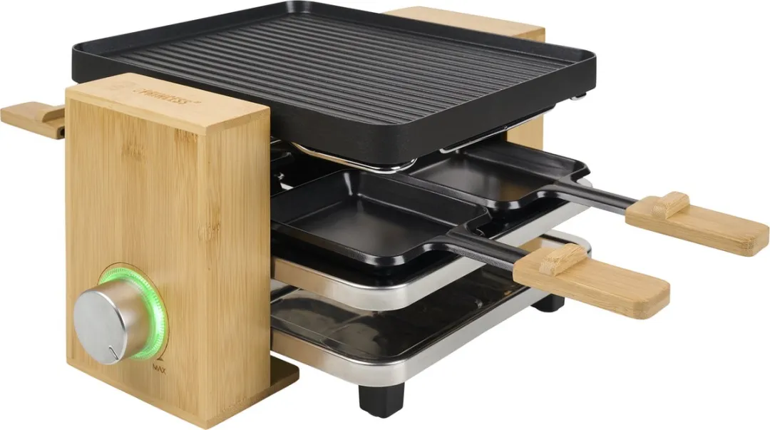 Princess Gourmetstel Raclette Pure 4 personen - 800W - Bamboe