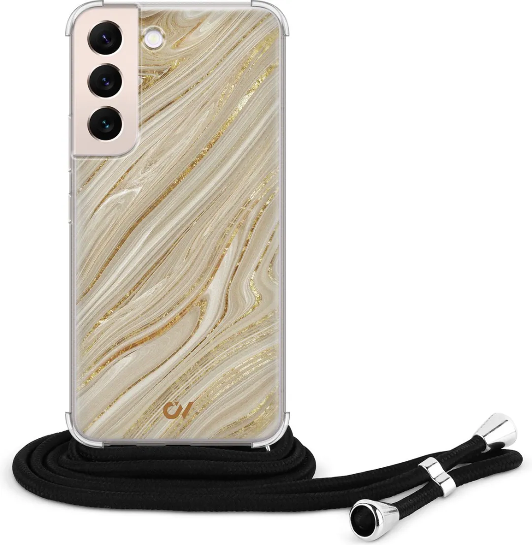 Casevibes S22 Telefoonhoesje Golden Marble - Met koord