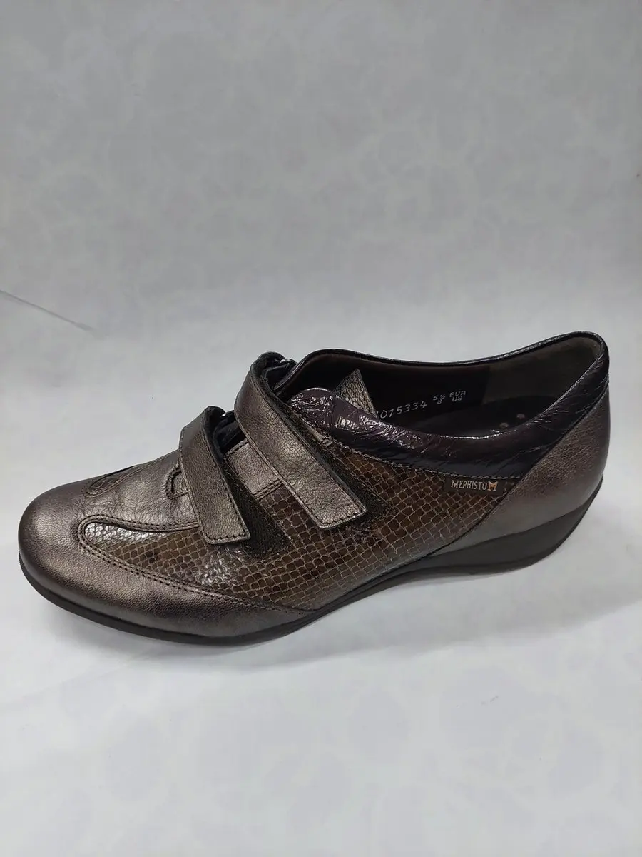 MEPHISTO LEDA / instappers met klittenband / bruin / maat 38,5
