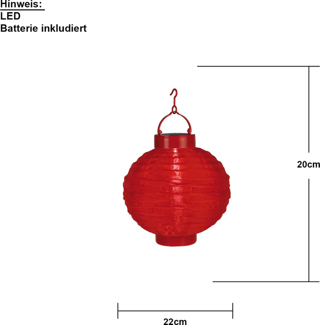 Star Trading LED Solar Lantaarn Festival 22cm - Rood