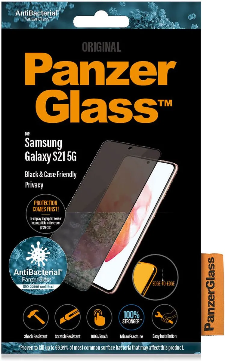 PanzerGlass PZ-7258 Glas Screenprotector Samsung Galaxy S21 - Zwart