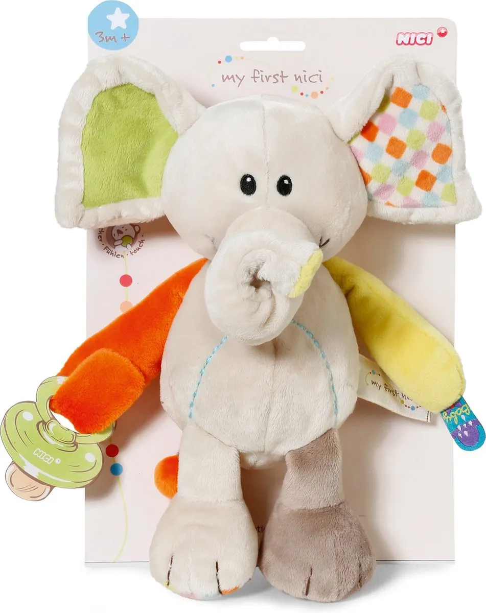 Nici Knuffel Dundi Olifant Pluche - Beige/Multicolor
