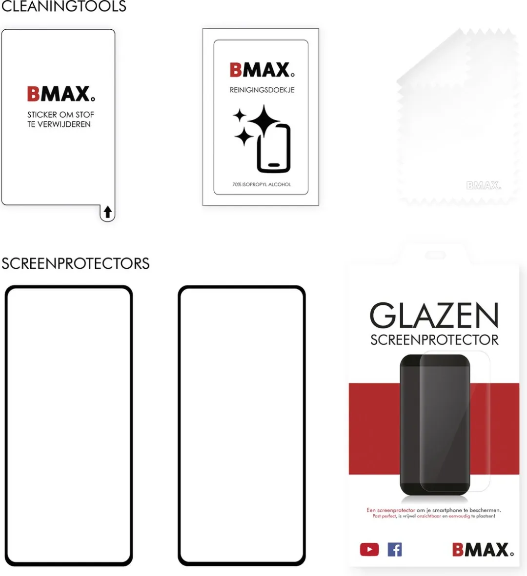 BMAX Screenprotector Xiaomi 11T - 2 Stuks - Full Cover - Zwart