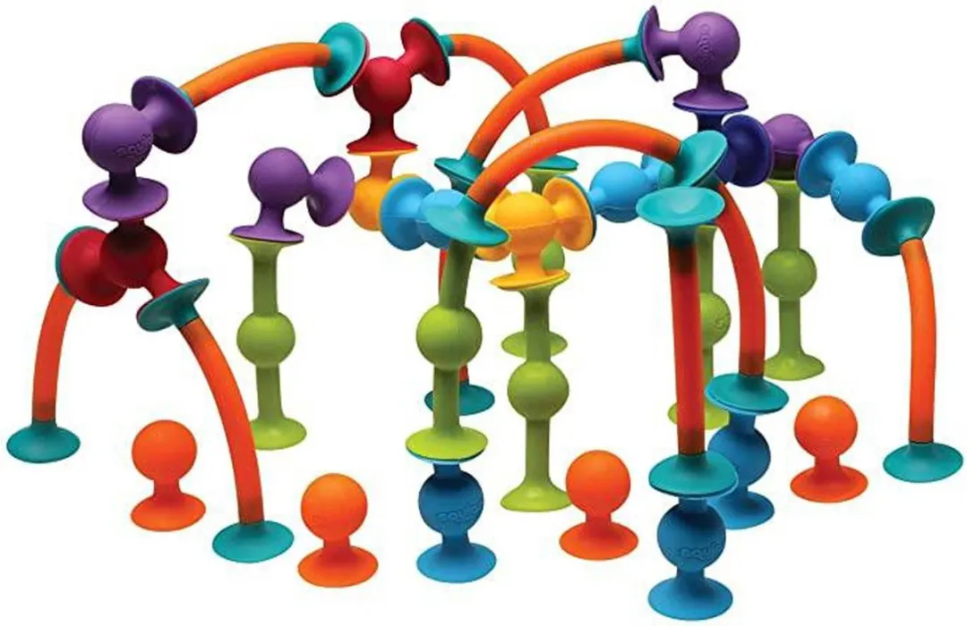 Fat Brain Toys Squigz Mini - 75-delige set van siliconen speelgoed