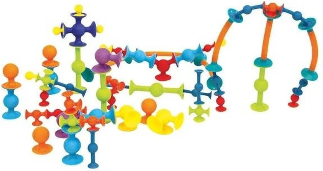 Fat Brain Toys Squigz Mini - 75-delige set van siliconen speelgoed