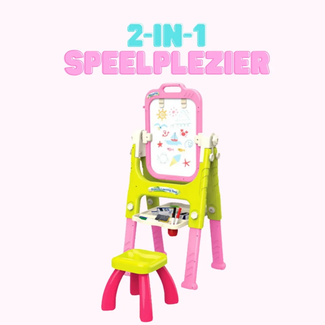 LeanToys 5-in-1 Teken- & Leerbureau - Groen/Rozig
