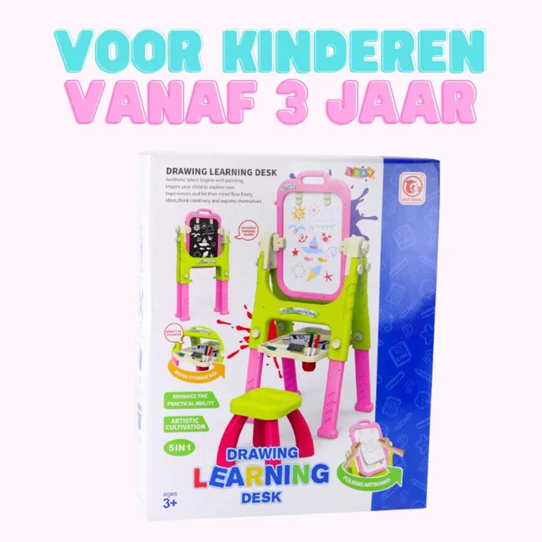 LeanToys 5-in-1 Teken- & Leerbureau - Groen/Rozig