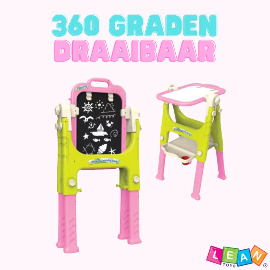 LeanToys 5-in-1 Teken- & Leerbureau - Groen/Rozig