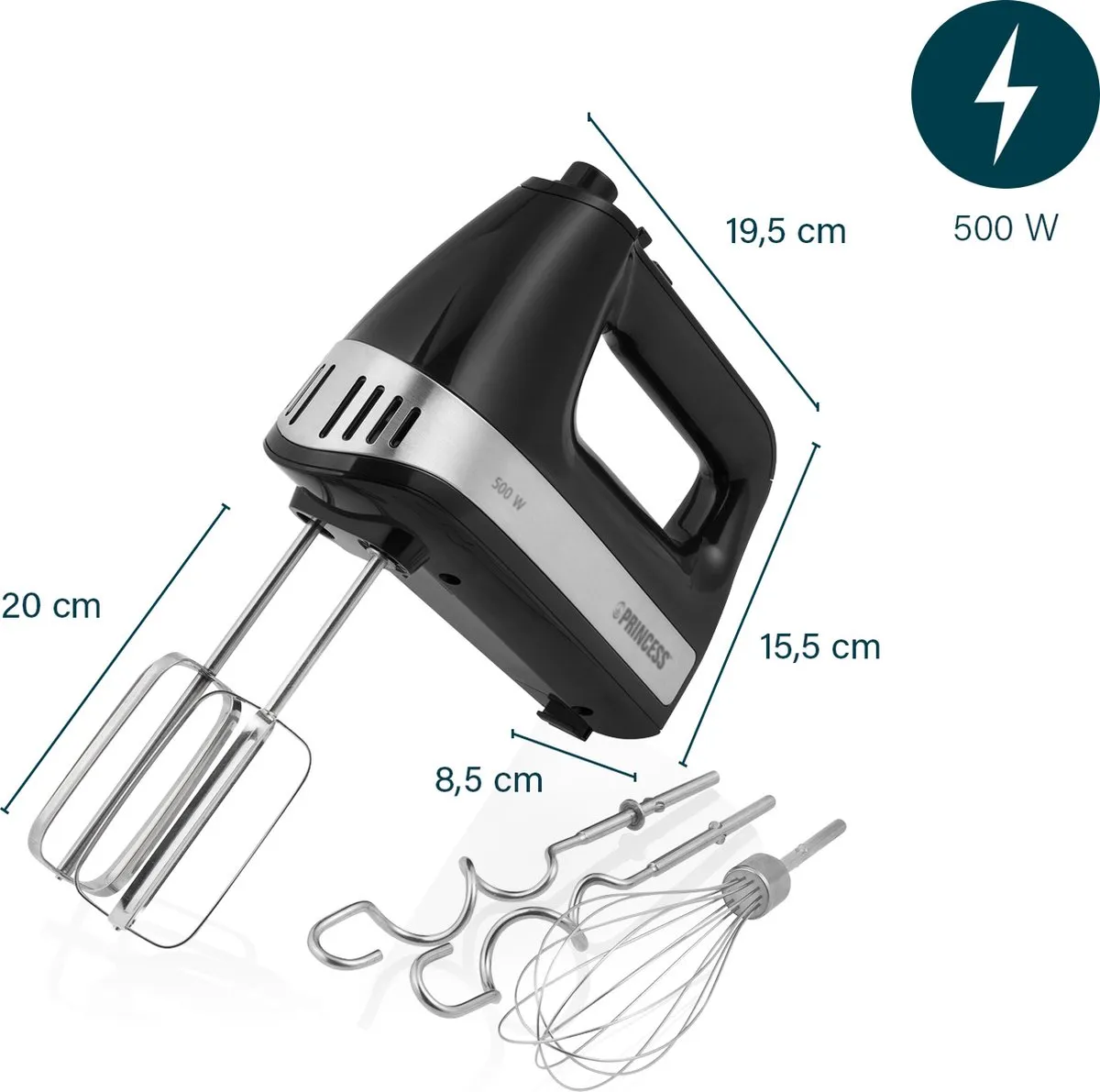 Princess 222206 Handmixer 500W - Zwart - afbeelding 6 van 6