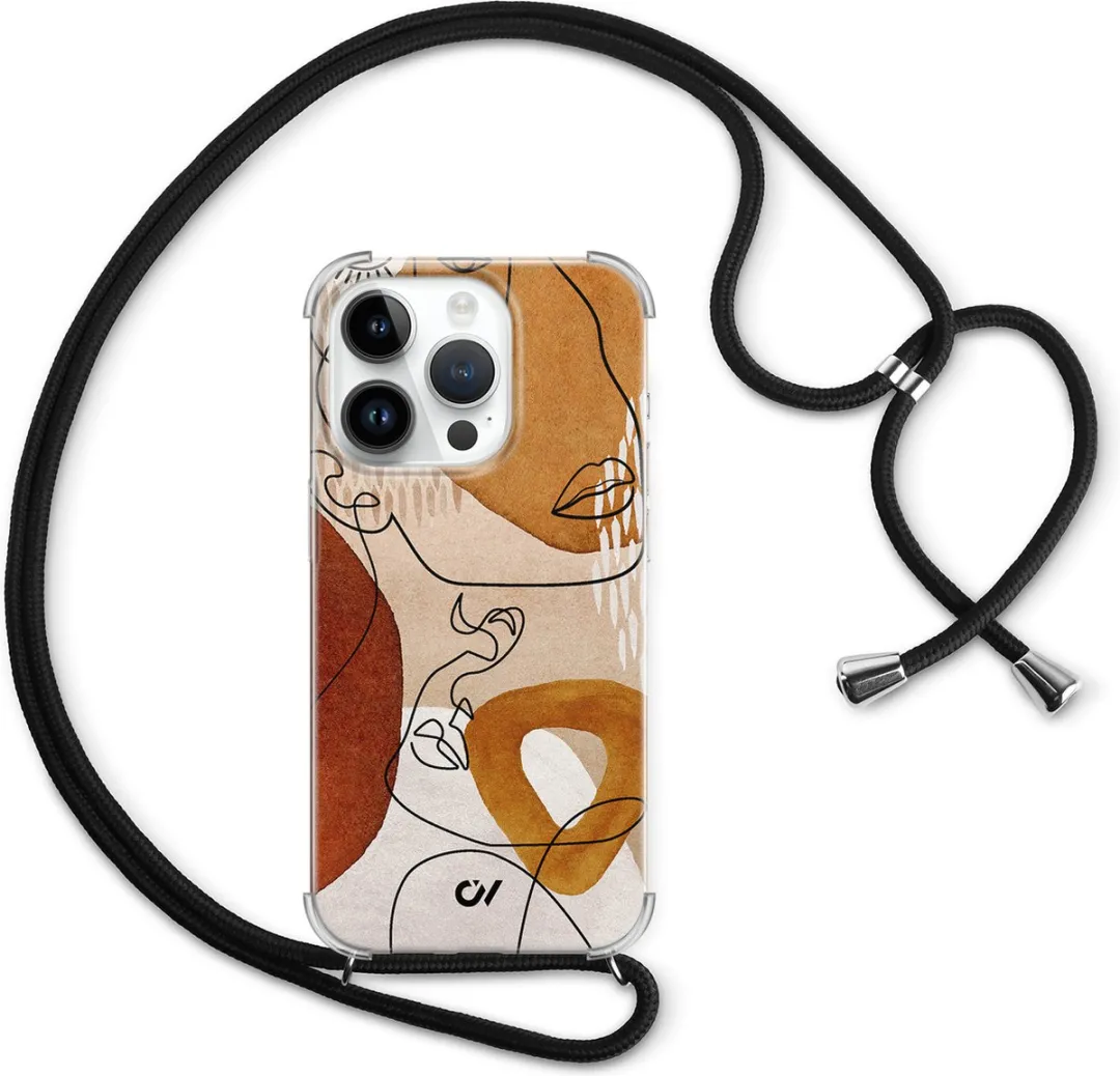 Casevibes Telefoonhoesje iPhone 14 Pro Max C/14PM/UV/012 - Abstract Shape Faces Bruin