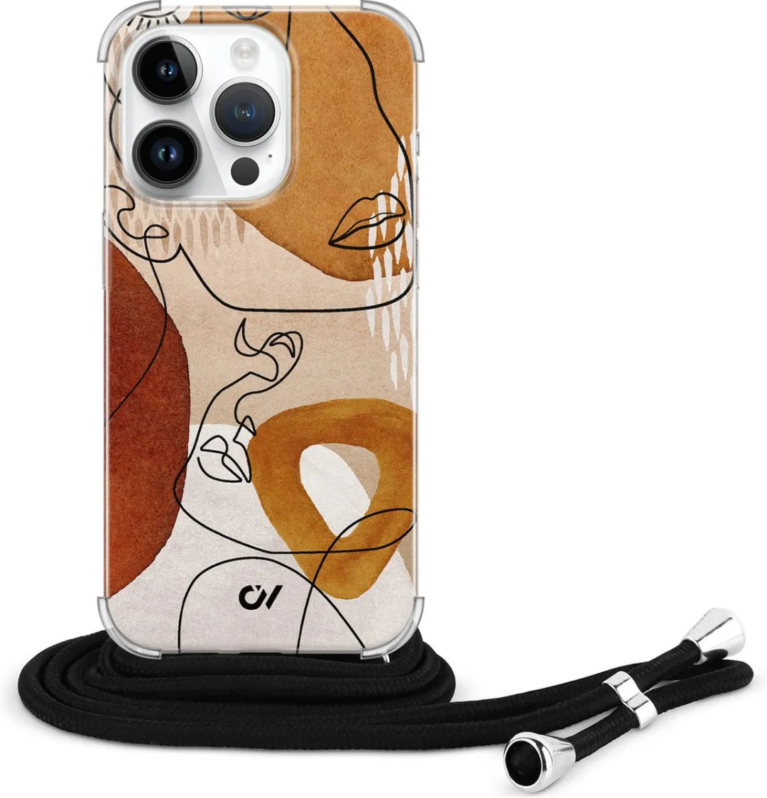 Casevibes Telefoonhoesje iPhone 14 Pro Max C/14PM/UV/012 - Abstract Shape Faces Bruin