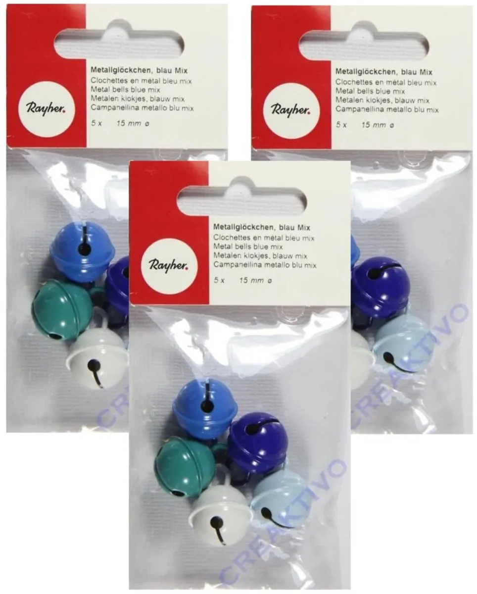 Rayher Metalen Belletjes 15 Stuks - Blauw Mix - 15mm