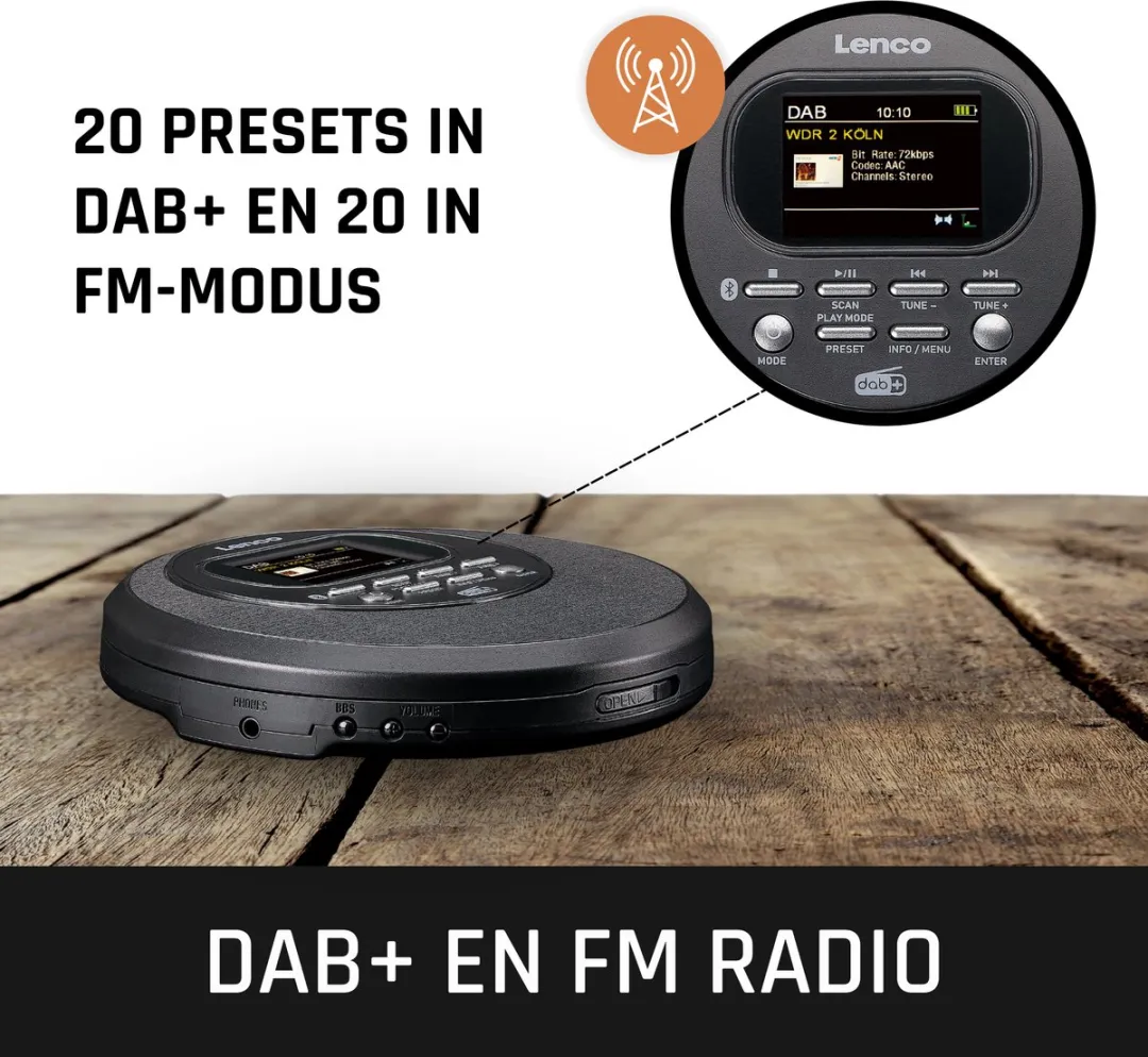 Lenco CD-500BK Draagbare CD-speler - DAB/FM/Bluetooth - Zwart